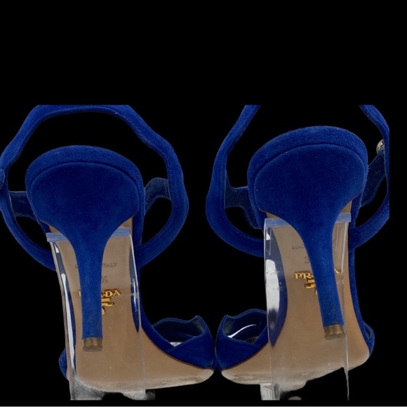 Prada Bluette Scalloped Wavy-Strap Sandals - Picture 6 of 9